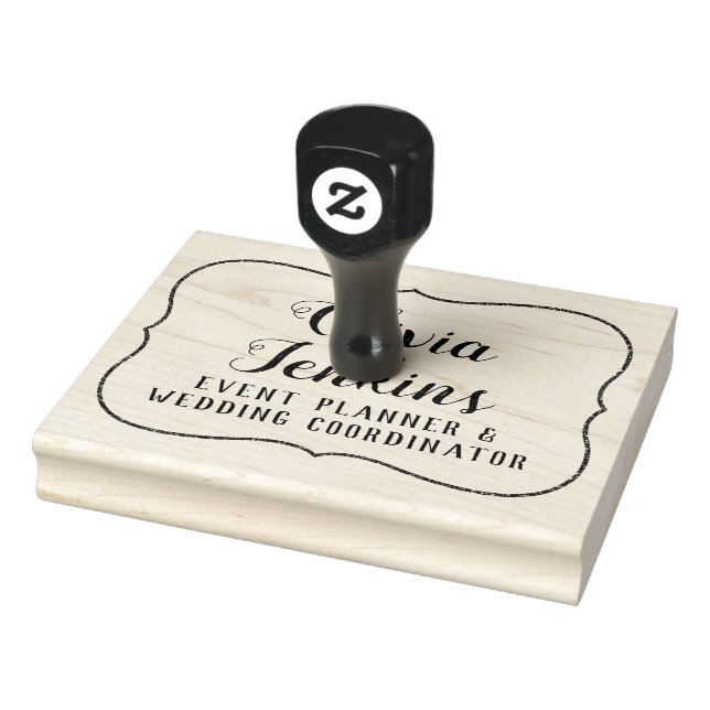 Your Custom Name and Shop Business Bracket Frame Rubber Stamp (Stamp)