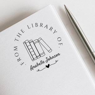 Your Custom Name Elegant Vintage From The LIbrary Rubber Stamp