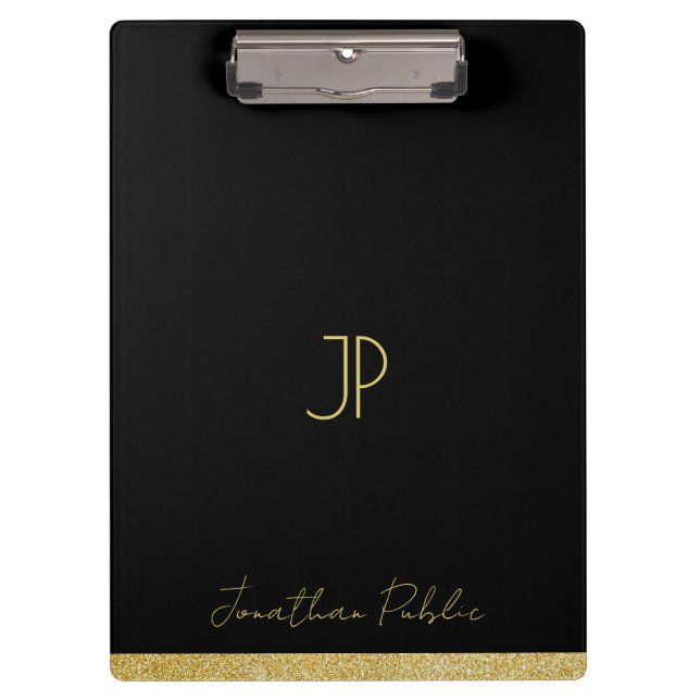 Your Custom Name Gold Text Personalized Monogram Clipboard (Front)