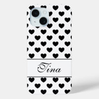 Your Custom Name, Lovely Hearts Polka Dots Pattern