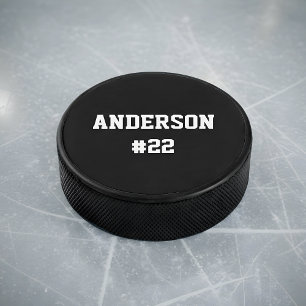 Your Custom Name Number - Choose Background Colour Hockey Puck