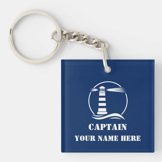 Your Custom Name Or Boat Name Classic Lighthouse Key Ring (Front)