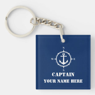 Your Custom Name Or Boat Name With Compass Anchor Key Ring