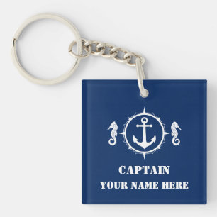 Your Custom Name Or Boat Name With Seahorse Anchor Key Ring