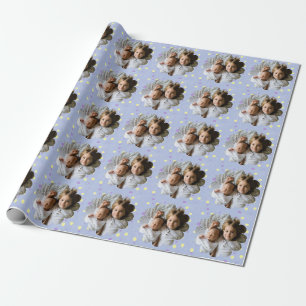 Your Custom Photo in Flower Polka Dot Wrapping Paper