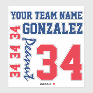 Your Custom Team Spirit Jersey Number Sticker