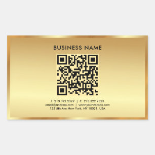 Your Custom Template Text Logo QR Code Gold Glam Rectangular Sticker