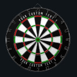 Your Custom Text | Classic Red Green Black White Dartboard<br><div class="desc">Classic dartboard design with 2 lines of your custom text in white font.</div>