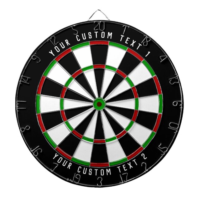 Your Custom Text | Classic Red Green Black White Dartboard (Front)