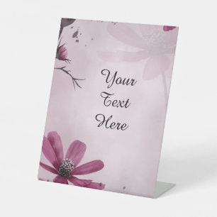 Your Custom Text - Deep Pink Flowers Personalised Pedestal Sign