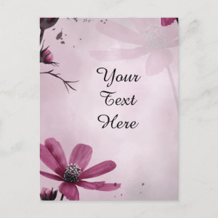 Your Custom Text - Deep Pink Flowers Personalised Postcard