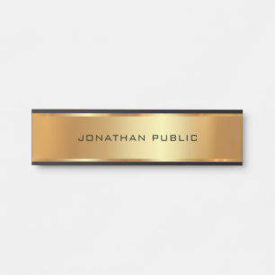 Your Custom Text Elegant Glamourous Black & Gold Door Sign
