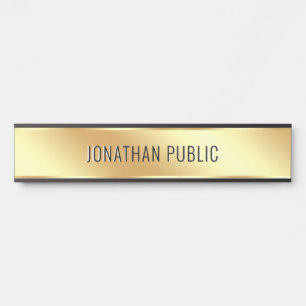 Your Custom Text Elegant Modern Black Gold House Door Sign