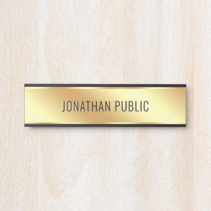 Your Custom Text Elegant Modern Simple Gold Home Door Sign