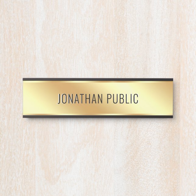 Your Custom Text Elegant Modern Simple Gold Home Door Sign (Front)