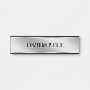 Your Custom Text Elegant Modern Simple Silver Home Door Sign