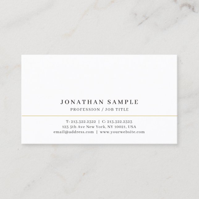 Your Custom Text Elegant Modern Sleek Minimalist Business Card (Front)