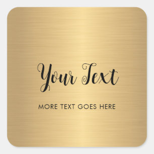 Your Custom Text Elegant Script Metallic Look Gold Square Sticker