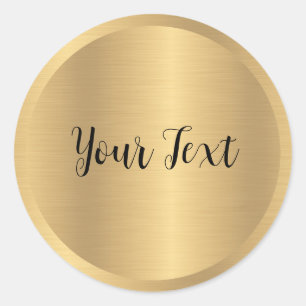 Your Custom Text Faux Gold Metallic Look Template Classic Round Sticker