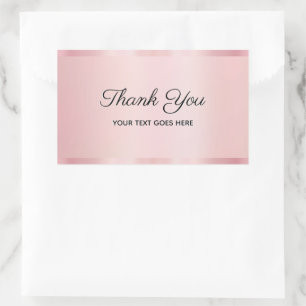 Your Custom Text Glam Rose Gold Script Thank You Rectangular Sticker