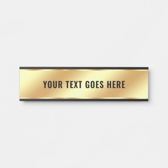 Your Custom Text Gold Template Room Name Elegant  Door Sign (Front)
