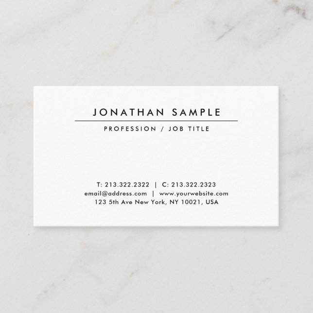 Your Custom Text Modern Clean Template Elegant Business Card (Front)