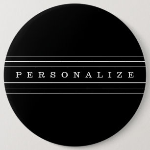 Your Custom Text & Modern Stripes   Black & White 6 Cm Round Badge