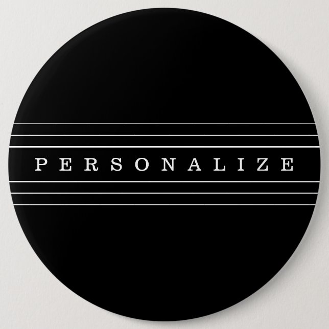 Your Custom Text & Modern Stripes | Black & White 6 Cm Round Badge (Front)