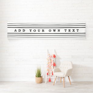 Your Custom Text & Modern Stripes   Black & White Banner
