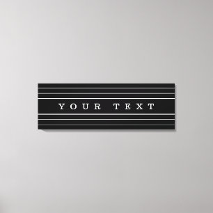 Your Custom Text & Modern Stripes   Black & White Canvas Print