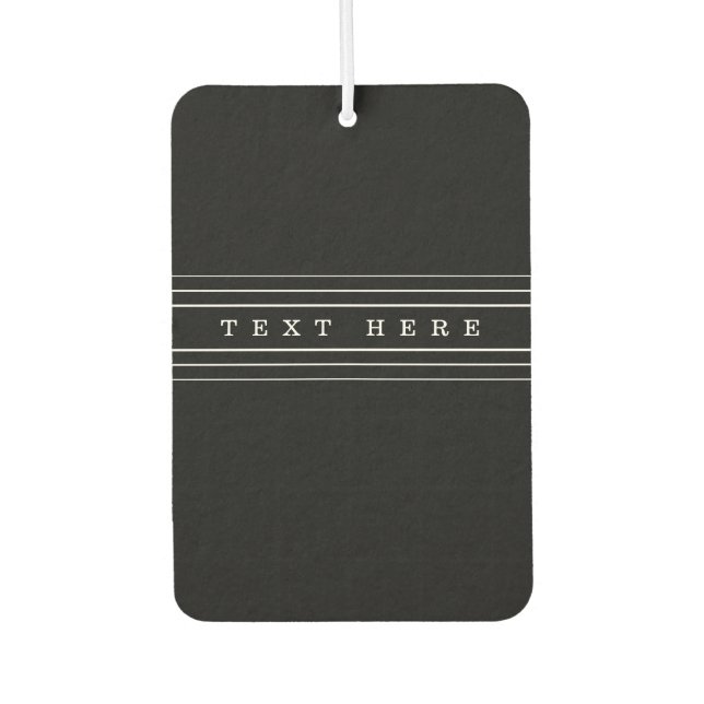 Your Custom Text & Modern Stripes | Black & White Car Air Freshener (Front)
