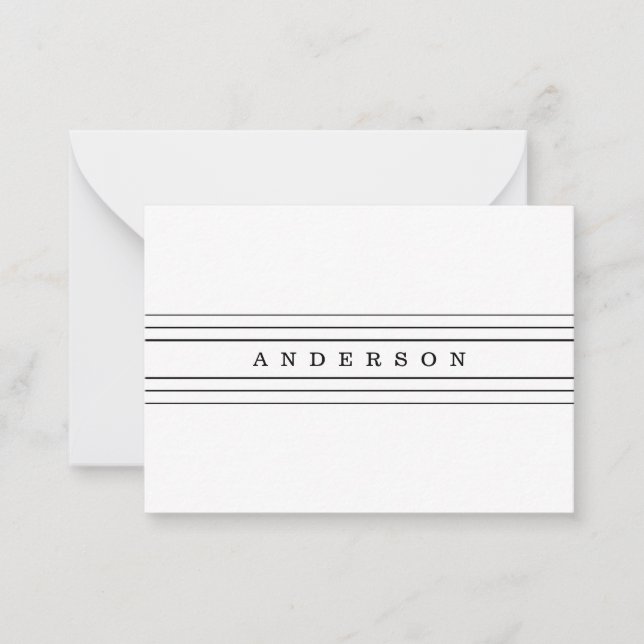 Your Custom Text & Modern Stripes | Black & White Card (Front)