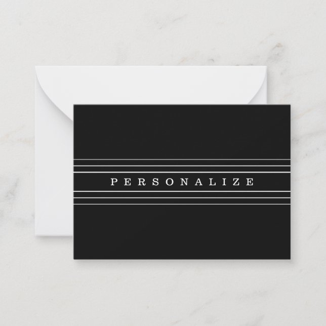 Your Custom Text & Modern Stripes | Black & White Card (Front)