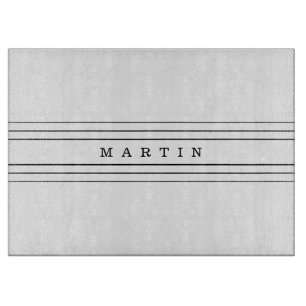 Your Custom Text & Modern Stripes   Black & White Cutting Board