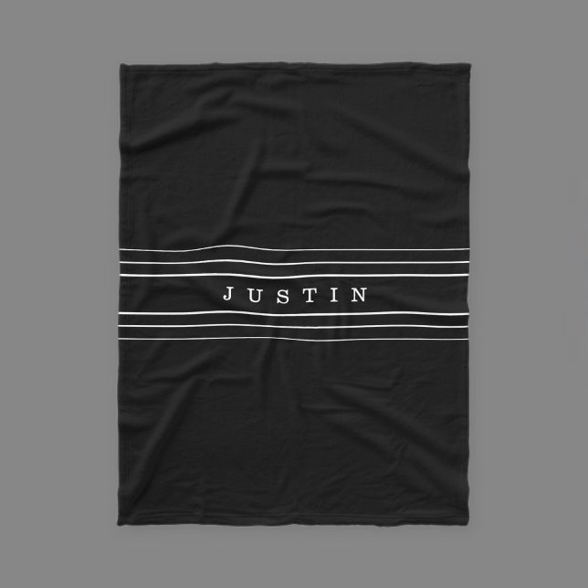 Your Custom Text & Modern Stripes | Black & White Fleece Blanket (Creator Uploaded)