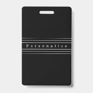Your Custom Text & Modern Stripes   Black & White ID Badge