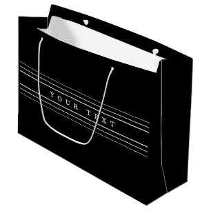 Your Custom Text & Modern Stripes   Black & White Large Gift Bag