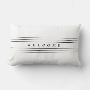 Your Custom Text & Modern Stripes Black & White Lumbar Cushion