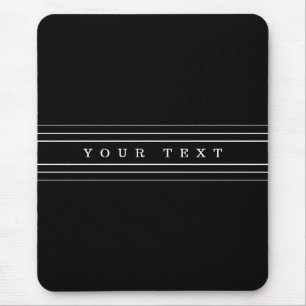 Your Custom Text & Modern Stripes Black & White Mouse Mat