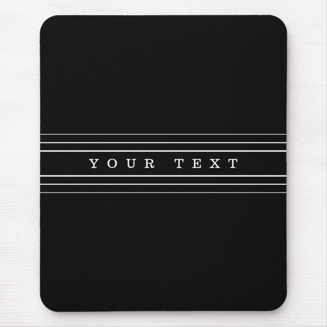 Your Custom Text & Modern Stripes | Black & White Mouse Mat (Front)