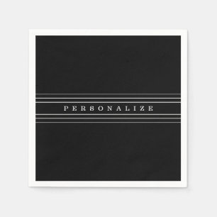 Your Custom Text & Modern Stripes   Black & White Napkin