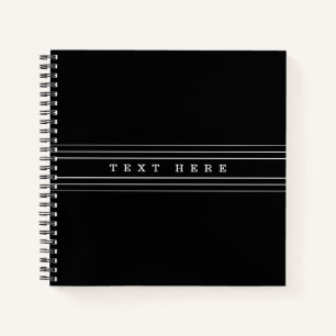Your Custom Text & Modern Stripes   Black & White Notebook