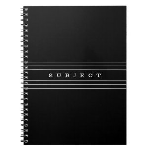 Your Custom Text & Modern Stripes   Black & White Notebook