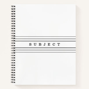 Your Custom Text & Modern Stripes Black & White Notebook