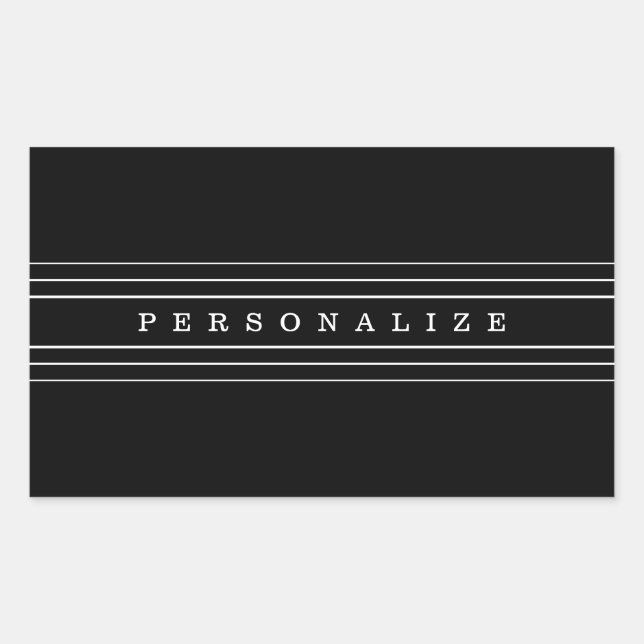 Your Custom Text & Modern Stripes | Black & White Rectangular Sticker (Front)