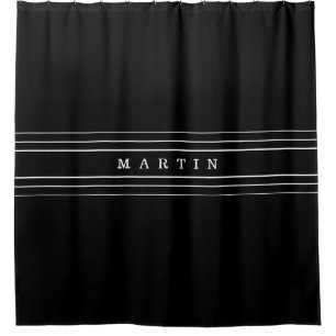 Your Custom Text & Modern Stripes   Black & White Shower Curtain