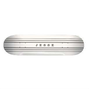 Your Custom Text & Modern Stripes   Black & White Skateboard