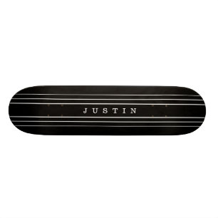 Your Custom Text & Modern Stripes   Black & White Skateboard