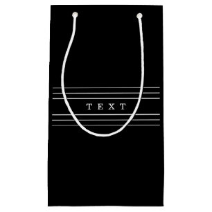 Your Custom Text & Modern Stripes   Black & White Small Gift Bag