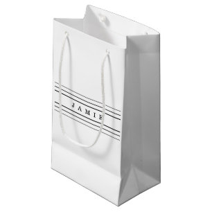 Your Custom Text & Modern Stripes Black & White Small Gift Bag